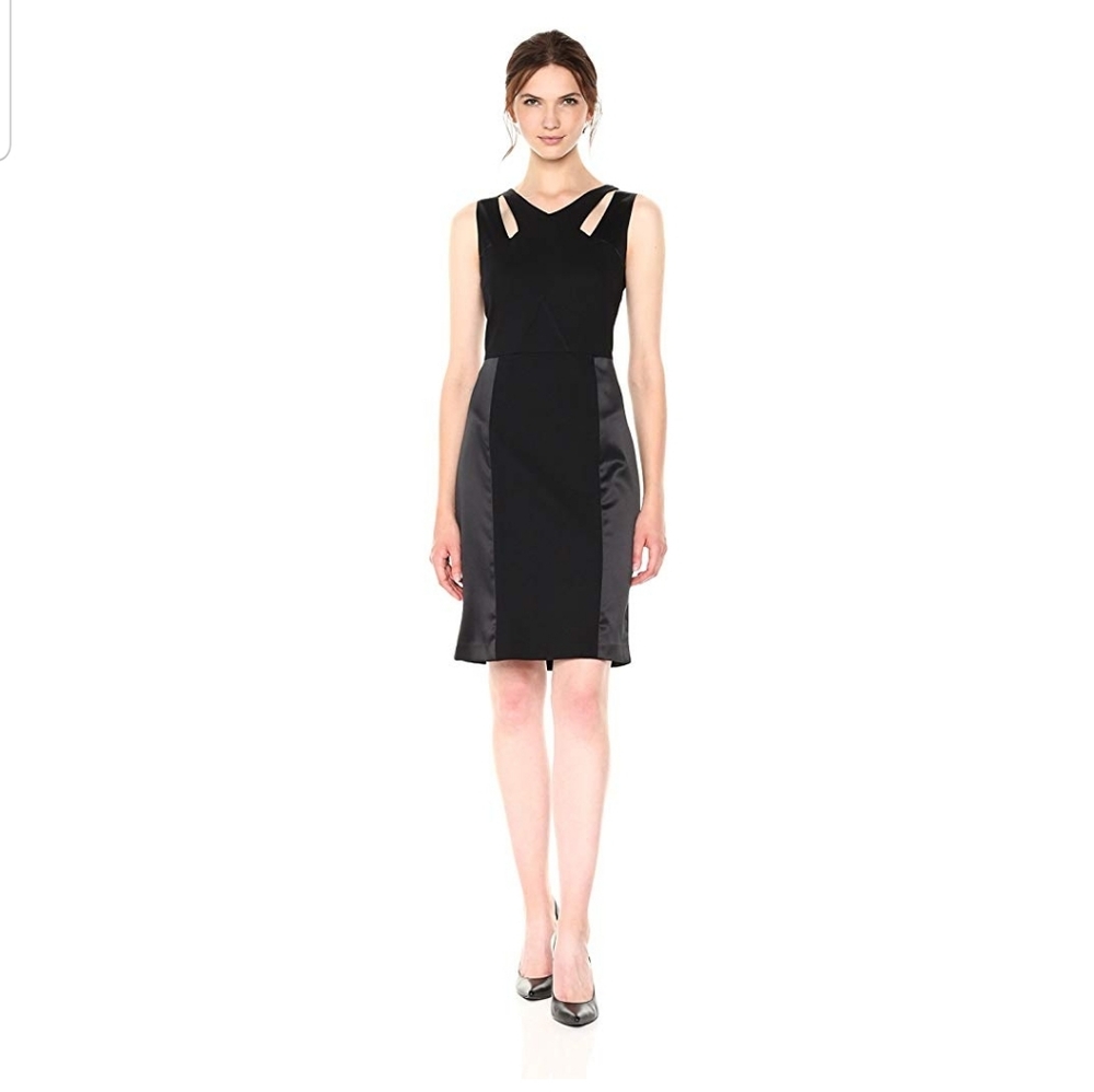 Ponte dress with satin trim